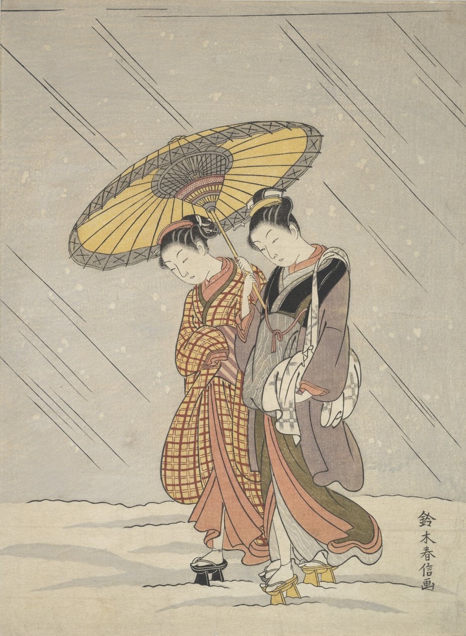 Dvě ženy v bouři, 1764-72., 1764-72. od Suzuki Harunobu