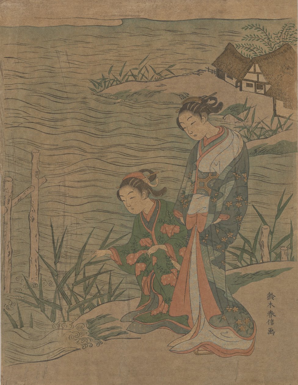 Dvě mladé dámy na pobřeží, ca. 1768, ca. 1768. od Suzuki Harunobu
