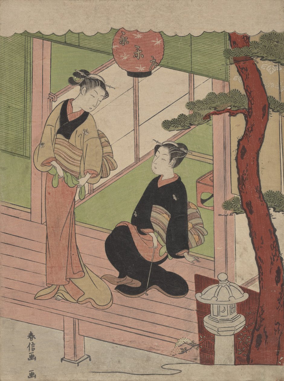 Dvě mladé ženy na verandě, asi 1766-70., asi 1766-70. od Suzuki Harunobu