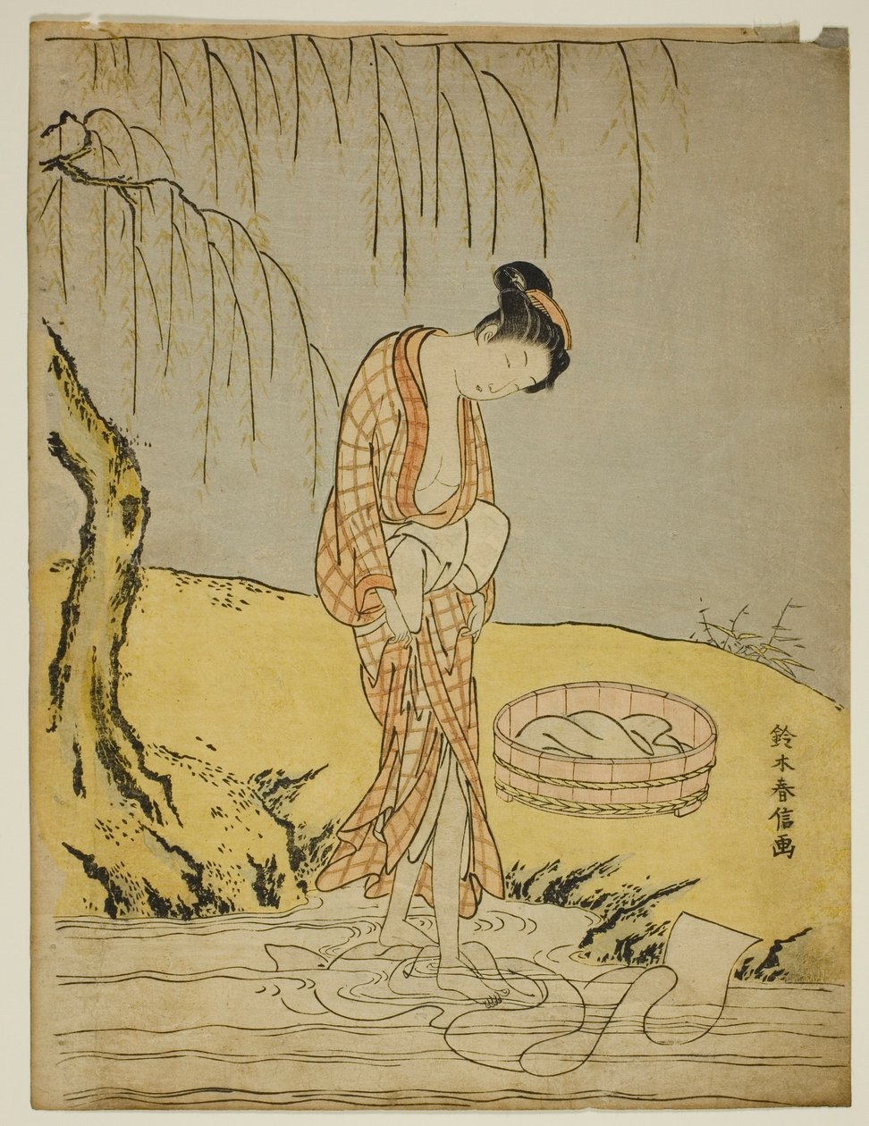 Praní hadříku v proudu od Suzuki Harunobu