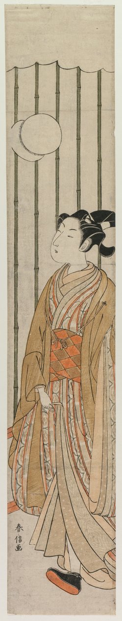 Mladý muž hrající fotbal, konec 1760. od Suzuki Harunobu