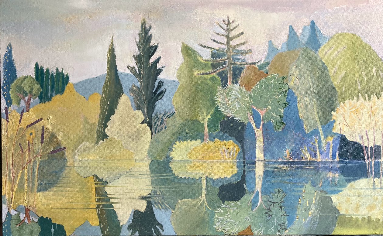 Tiché jezero, 2024 (olej na plátně) od Suzy Fasht