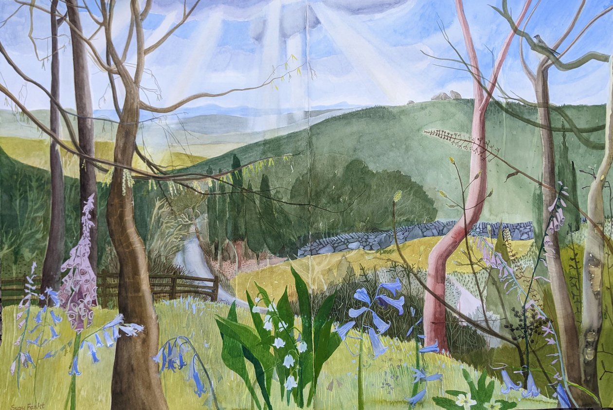 This Green and Pleasant Land, Dartmoor, 2022 (akvarel na papíře) od Suzy Fasht