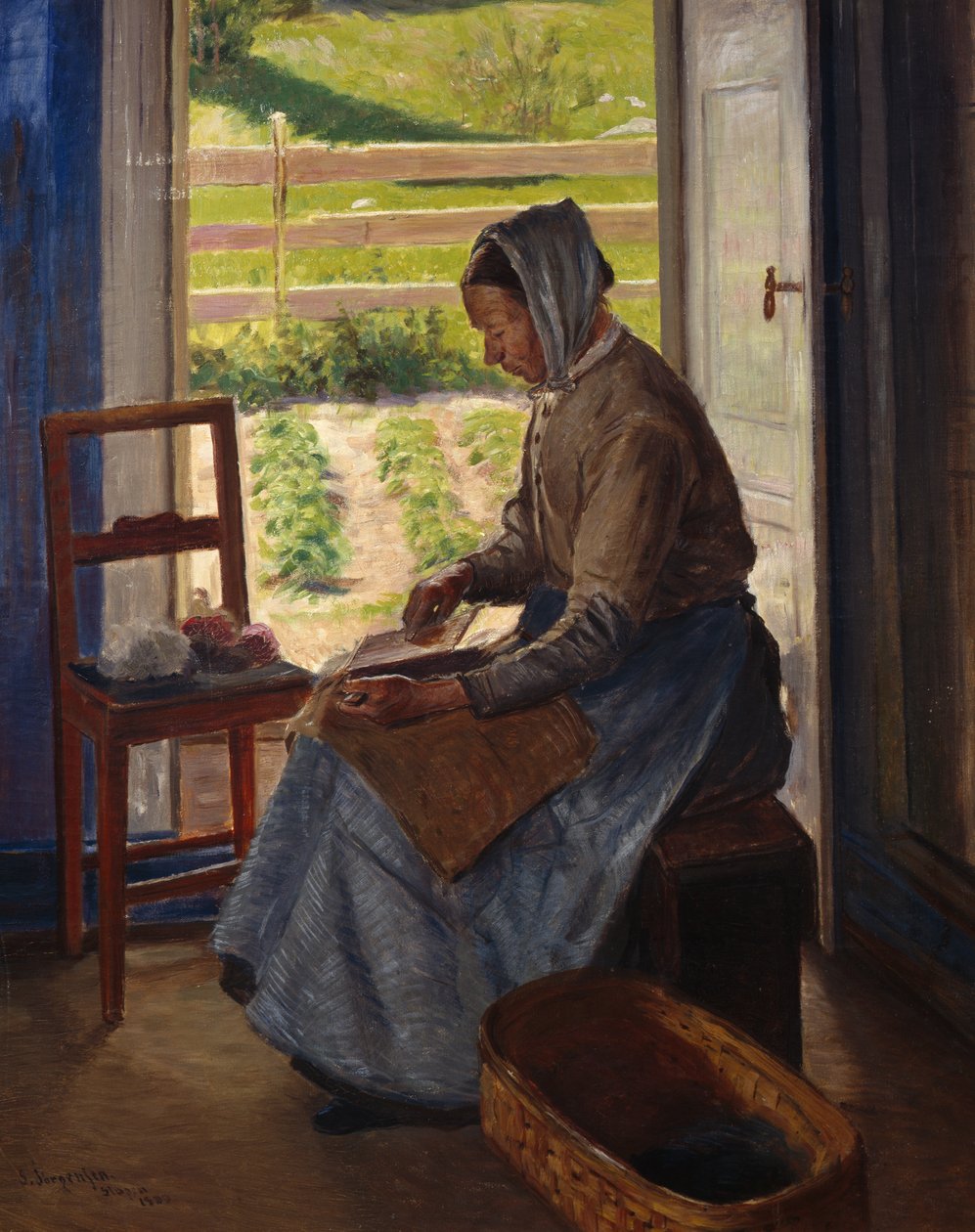Žena mykání (olej na plátně) od Sven Jorgensen