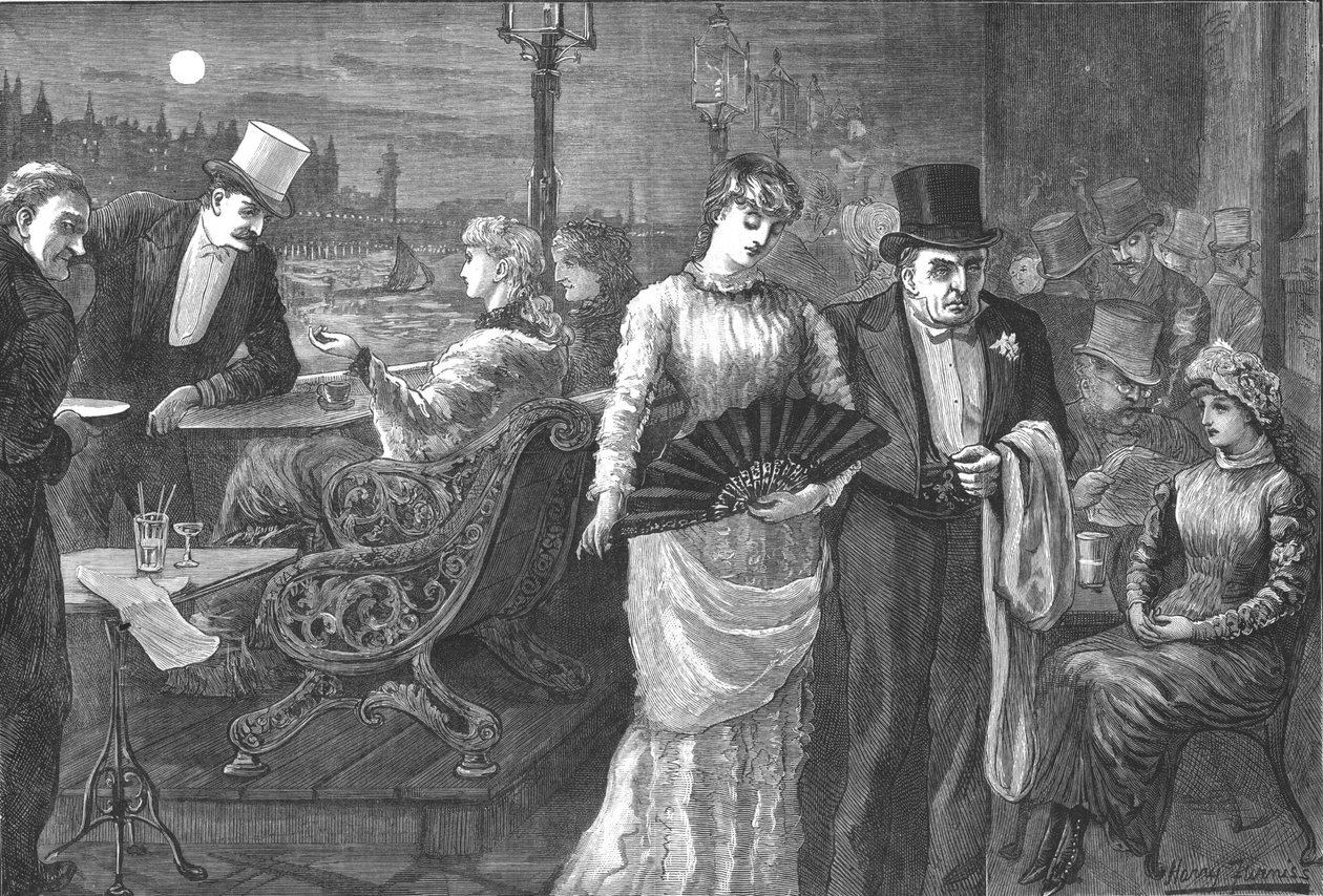 Svatojánská noc na terase Dolní sněmovny, Westminsterský palác, 1881 od Swain