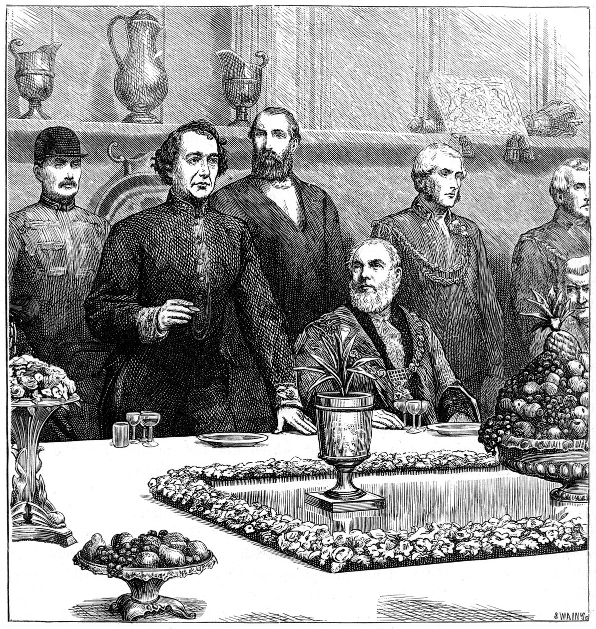 Lord Beaconsfield na banketu v Guildhall, konec 19. století, 1900 od Swain