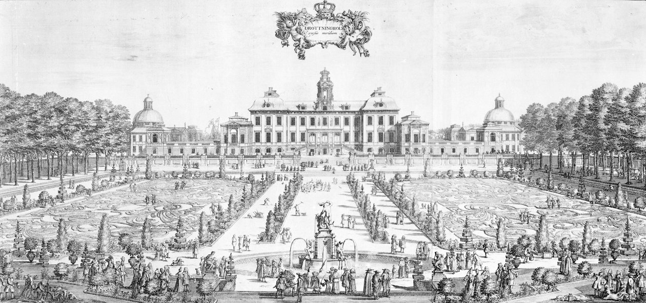 Pohled na palác Drottningholm, 1692 od Swedish School