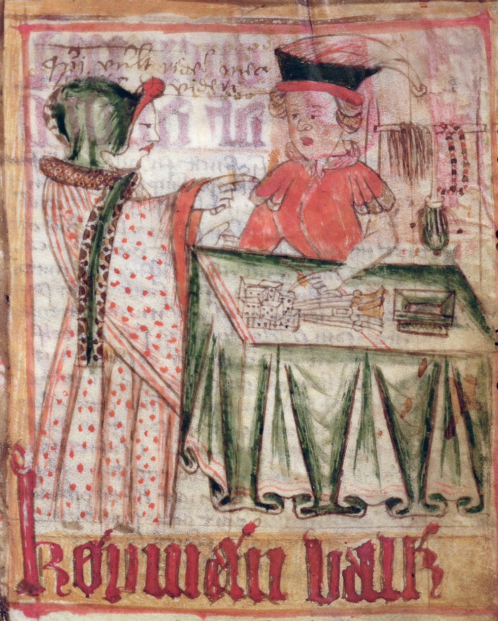 Interiér obchodu, z národních zákonů Magnuse Erikssona (1319-64) c.1450 od Swedish School