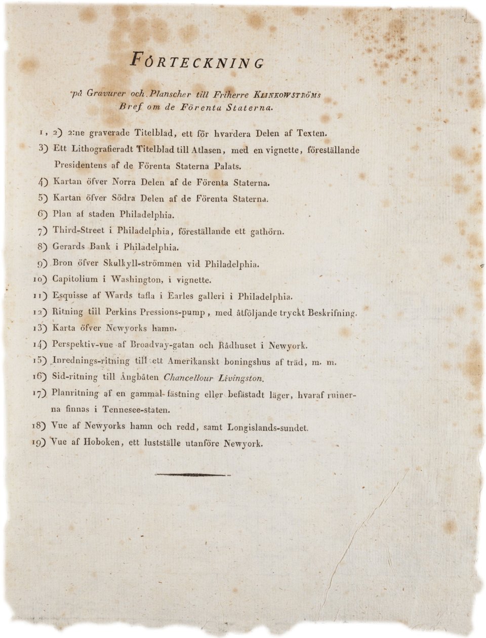 Seznam ilustrací z Klinckowstroms Atlas of United States, 1824 (tisk) od Swedish School