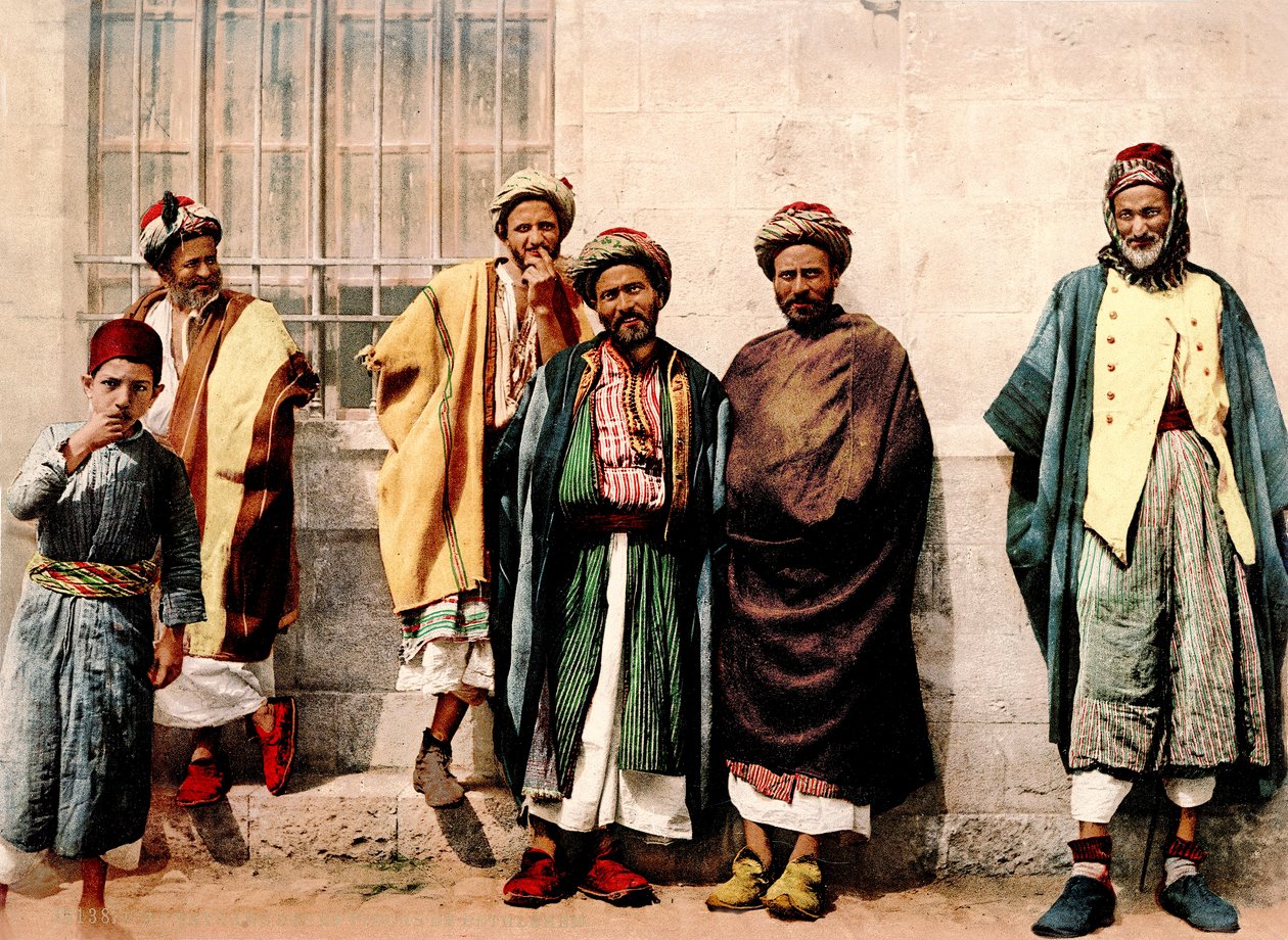 Křesťanští rolníci z oblasti Betléma, kolem 1880-1900 (fotochrom) od Swiss Photographer