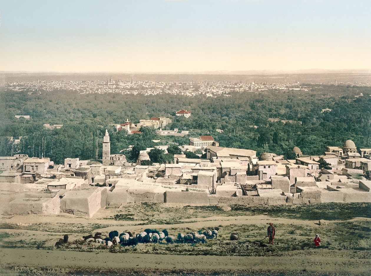 Celkový pohled na Damašek, kolem 1880-1900 (fotochrom) od Swiss Photographer