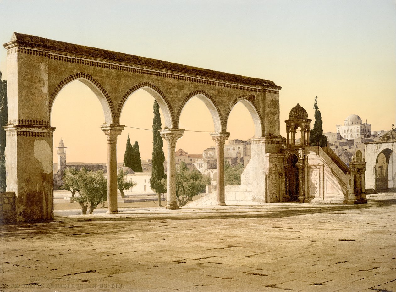 Chrámová hora – Esplanáda Skalního dómu, Jeruzalém, cca 1880-1900 (fotochrom) od Swiss Photographer
