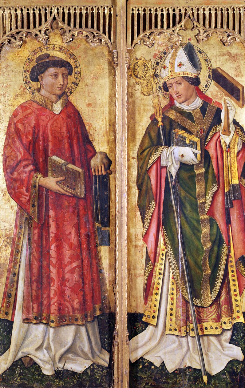 Svatý Štěpán a sv. Blažej, z oltářního obrazu Pierra Rupa, kolem roku 1450 od Swiss School