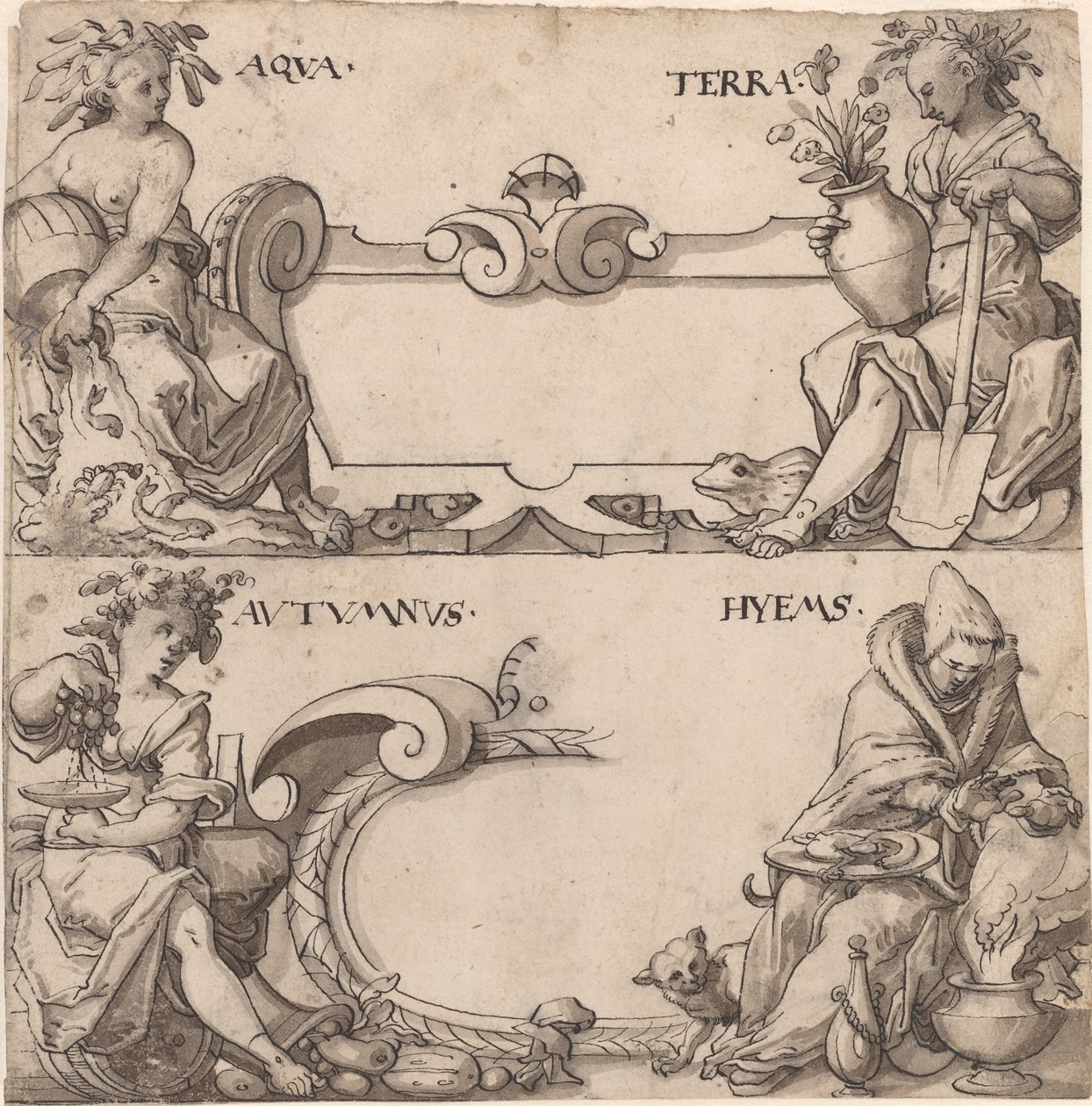 Voda a země/podzim a zima od Swiss 16th Century