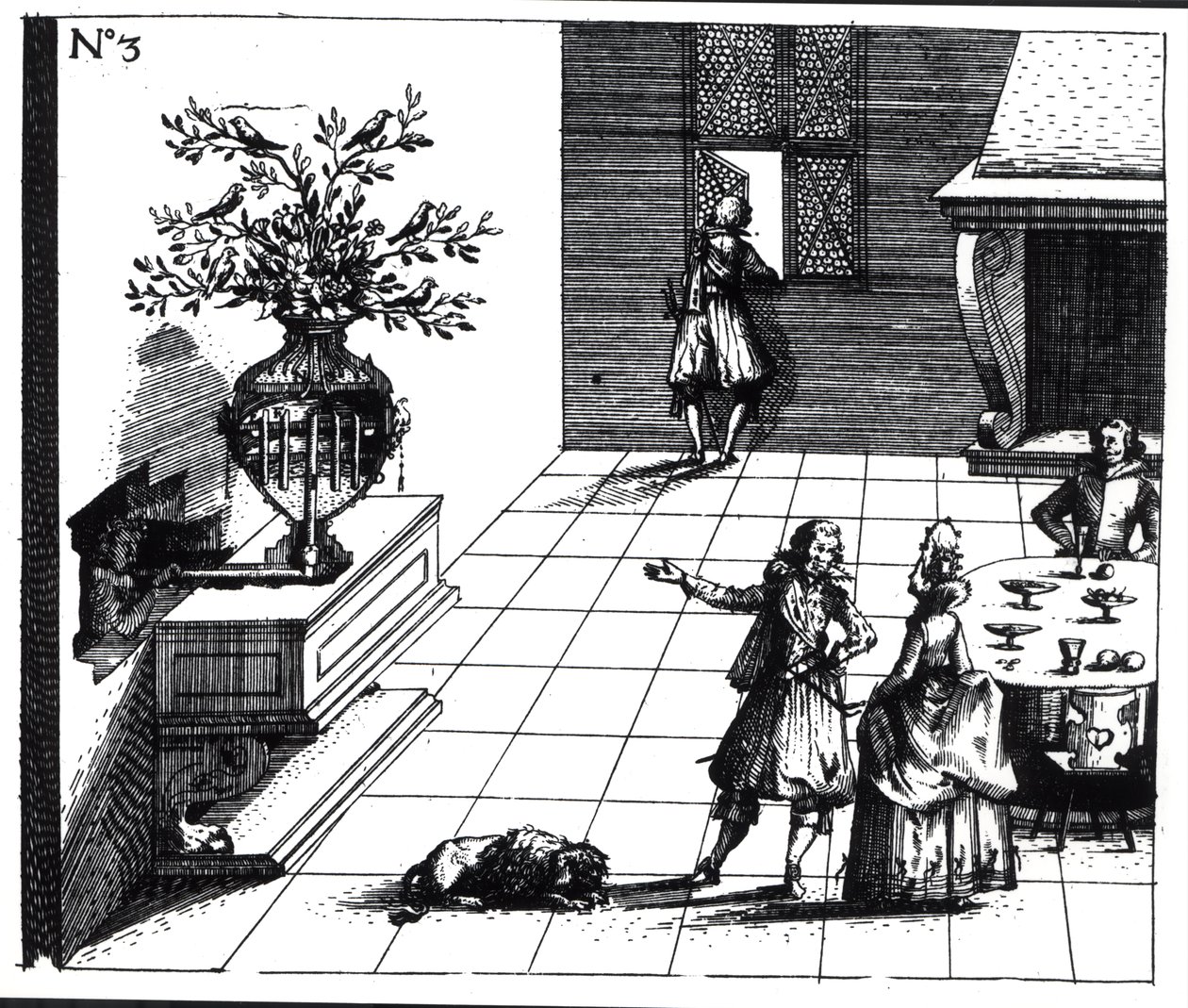 Hudební strom ptačí zpěv, publikovaný kolem roku 1670 od Swiss School