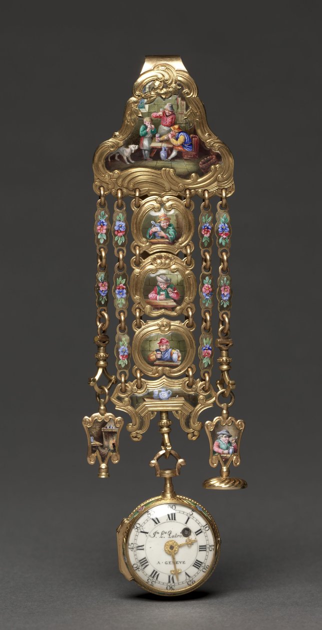 Hodinky Chatelaine, polovina 19. století (kov a smalt) od Swiss School