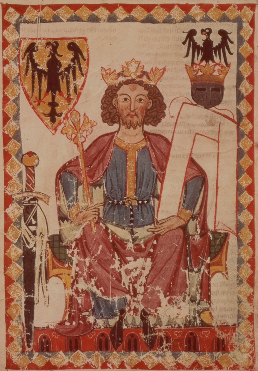 SLEČNA. Kamarád. zárodek. 848 Král Jindřich, ilustrace z Manesse Codexu, sbírky dvorských milostných písní, pravděpodobně z Curychu, kolem 1300-20 od Swiss School