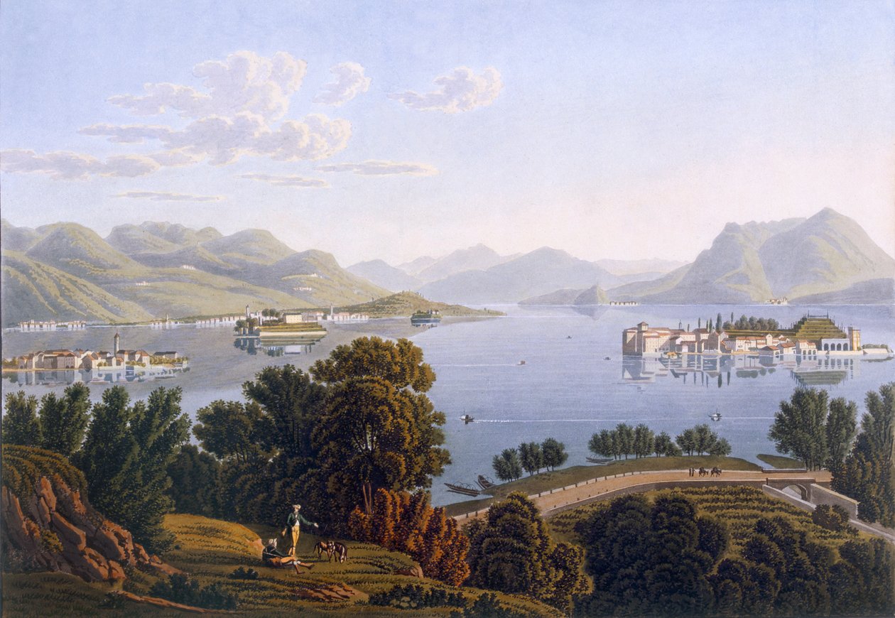 Pohled na jezero Maggiore a Boromejské ostrovy, 1819. od Swiss School