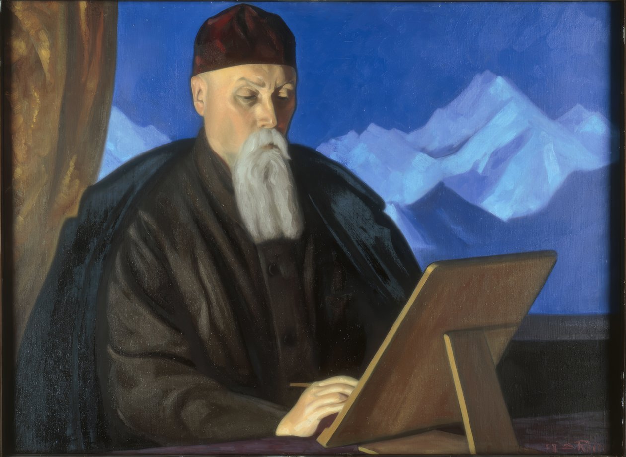 Portrét malíře Nicholase Roericha od Swjatoslaw Nikolajewitsch Roerich