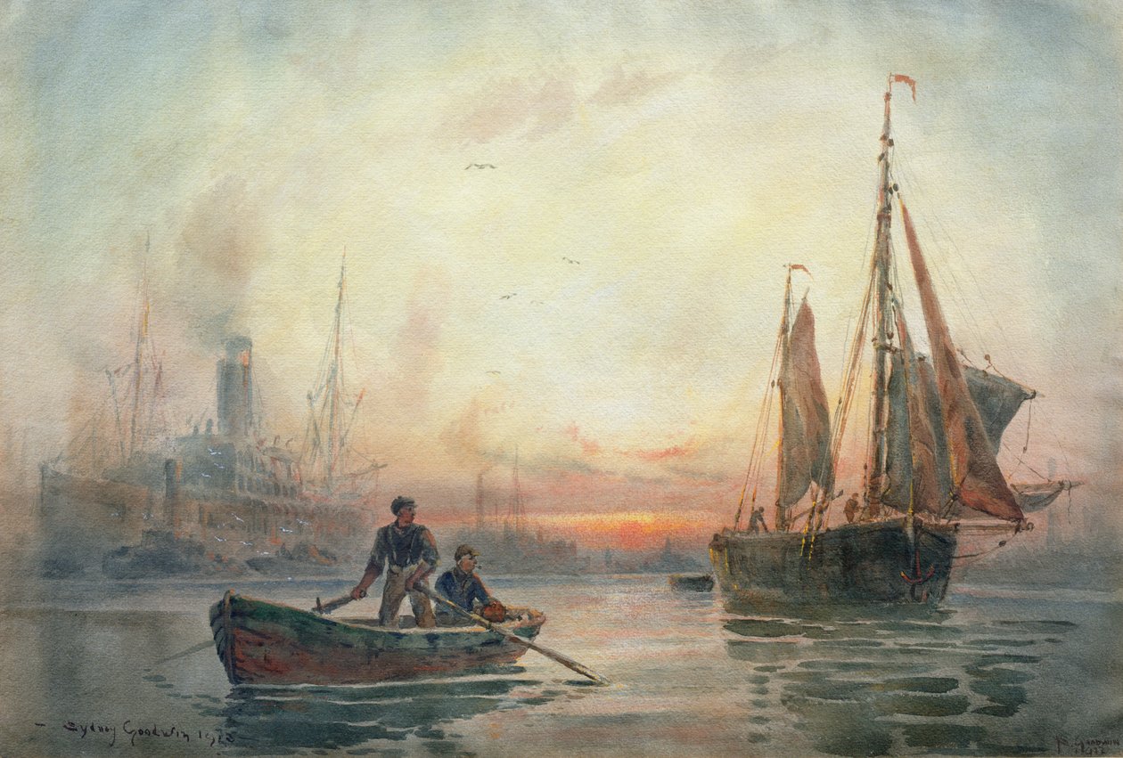 Západ slunce v Pool of London, 1913 od Sydney Goodwin