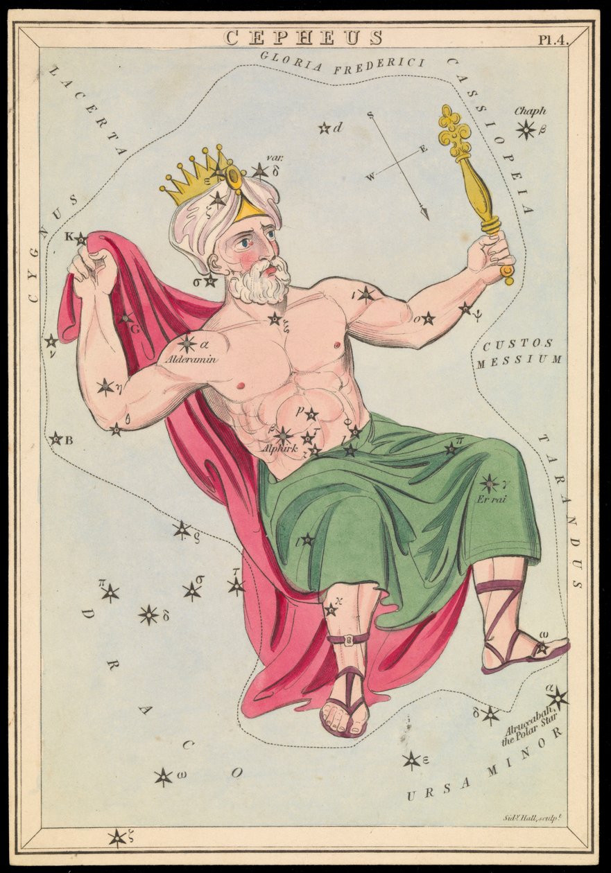 Cepheus, asi 1825 (karta, papír, tkanivo ) od Sydney Hall