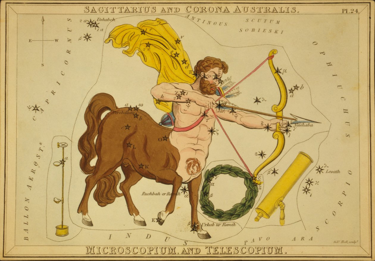 Sagittarius a Corona Australis, Microscopium a Telescopium, ilustrace z 