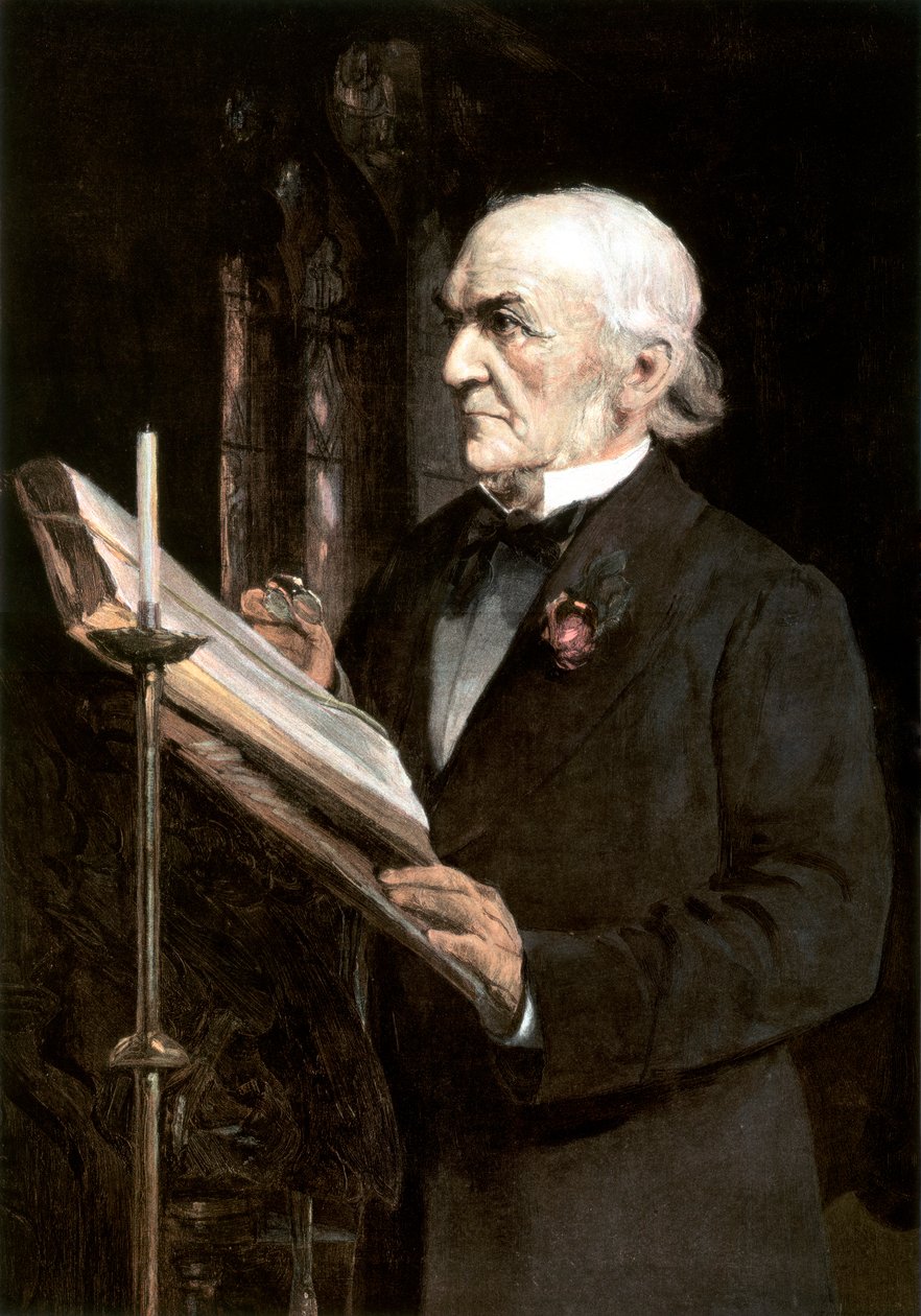 „Pan Gladstone čte lekce v Hawarden Church“, konec 19. století. od Sydney Prior Hall