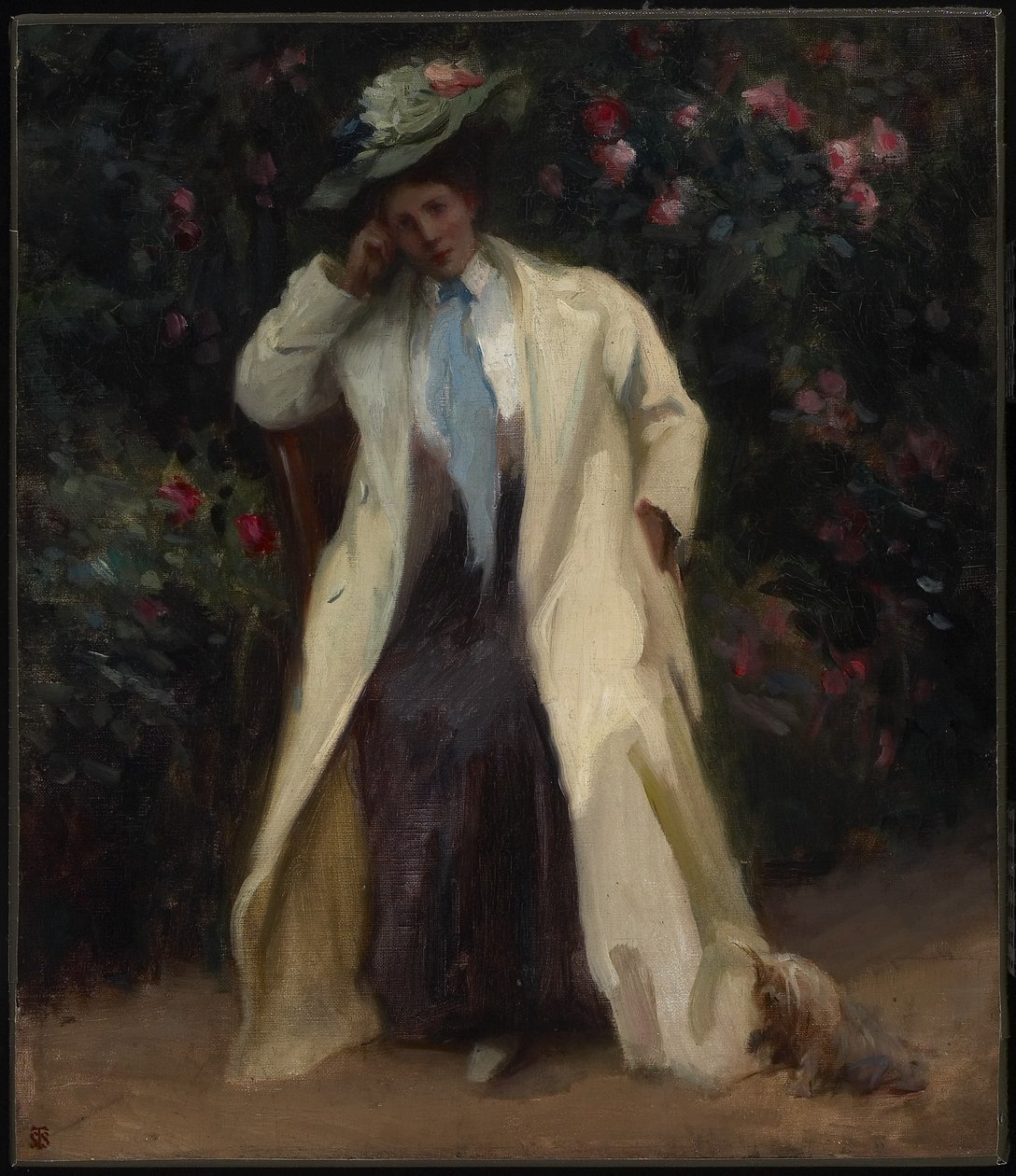 Dáma se psem, kolem roku 1898 (olej na plátně) od Sydney Strickland Tully
