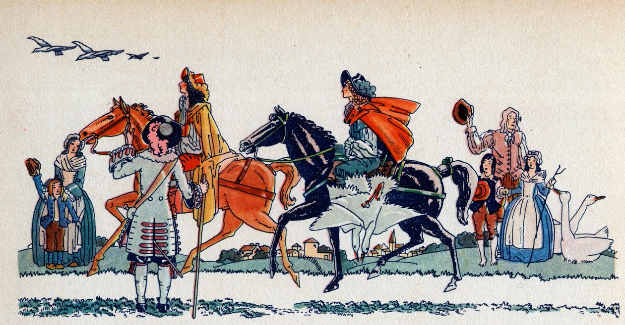 Král Ludvík XIV. loví - Ilustrace Sylvaina Sauvage (1888-1948) ke knize „Louis XIV“ od Frantze Funcka-Brentana (1862-1947) z roku 1938 Pozor! Použití tohoto díla může být předmětem třetí části od Sylvain Sauvage
