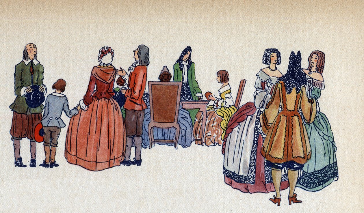 Lidé ve versailleských apartmánech - Ilustrace Sylvaina Sauvage (1888-1948) ke knize Frantze Funka-Brentana (1862-1947) "Ludvík XIV." z roku 1938. od Sylvain Sauvage