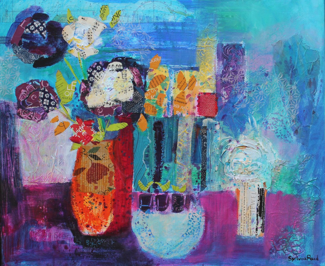 Koláž z akrylového papíru Blue Beyond 2013 od Sylvia Paul
