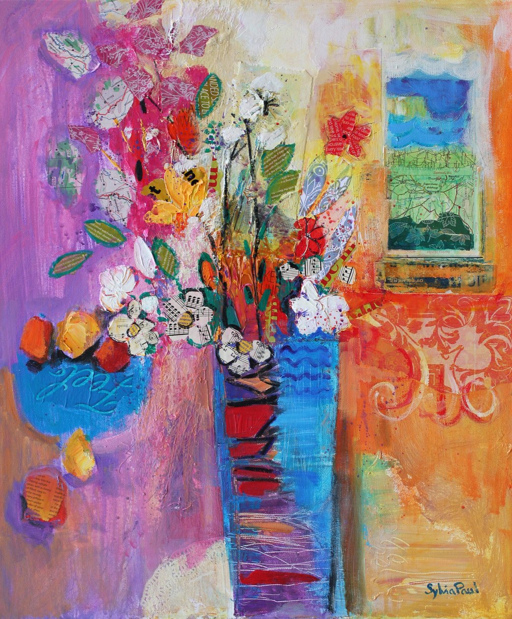 Bring the Outside In, 2014, akrylpapírová koláž od Sylvia Paul