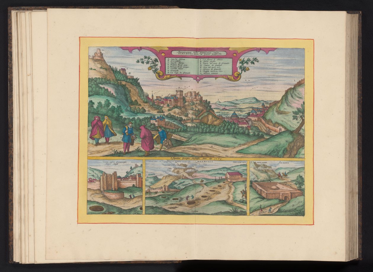 Podívejte se na Alhambra ve městě Granada Nejkrásnější hrad Granady, běžně nazývaný Alhambra, při pohledu z východu (název na objektu) od Symon Novelanus (possibly)