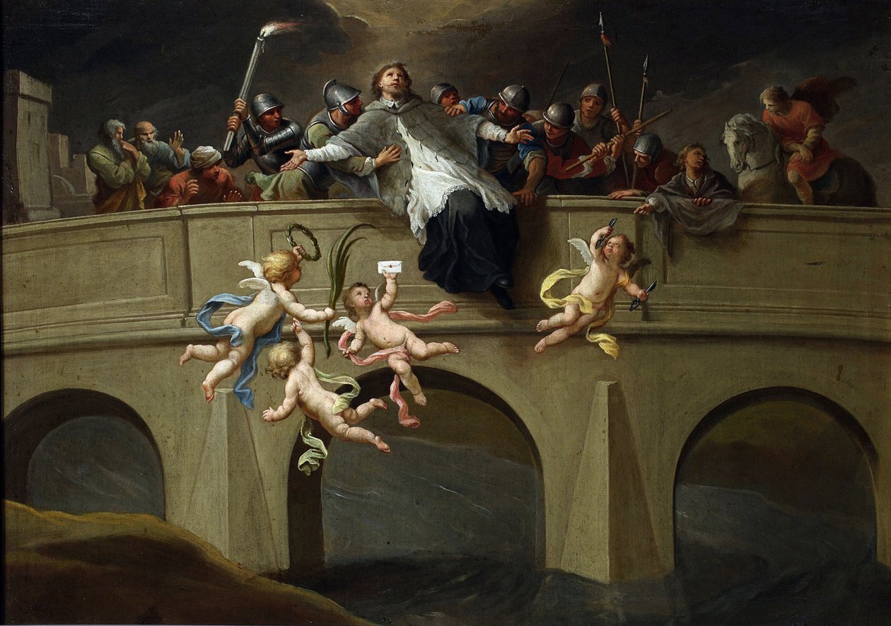 Le martyre de Jean Nepomucene (1345-1393) - Umučení svatého Jana Nepomuckého par Czechowicz, Szymon (1689-1775). Olej na plátně, rozměr: 61x86,5, cca 1750, Národní muzeum, Varšava od Szymon Czechowicz