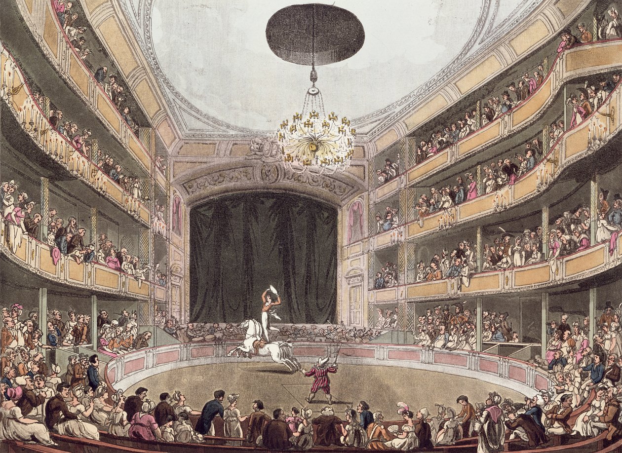 Astleyho amfiteátr z Ackermannova mikrokosmu Londýna od Pugin and Rowlandson