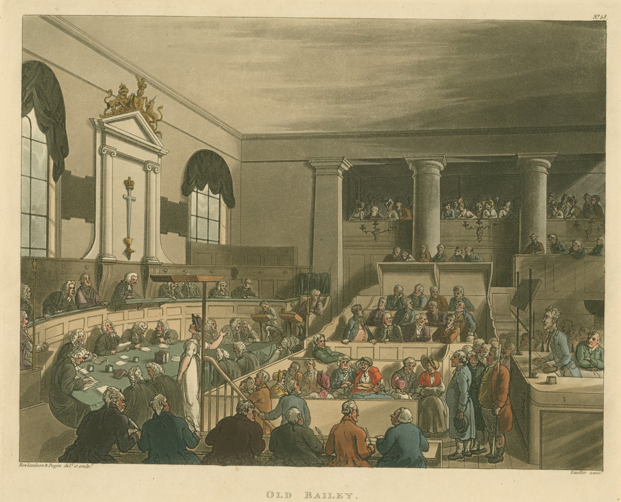 Old Bailey, 1809 (akvatinta) od Pugin and Rowlandson