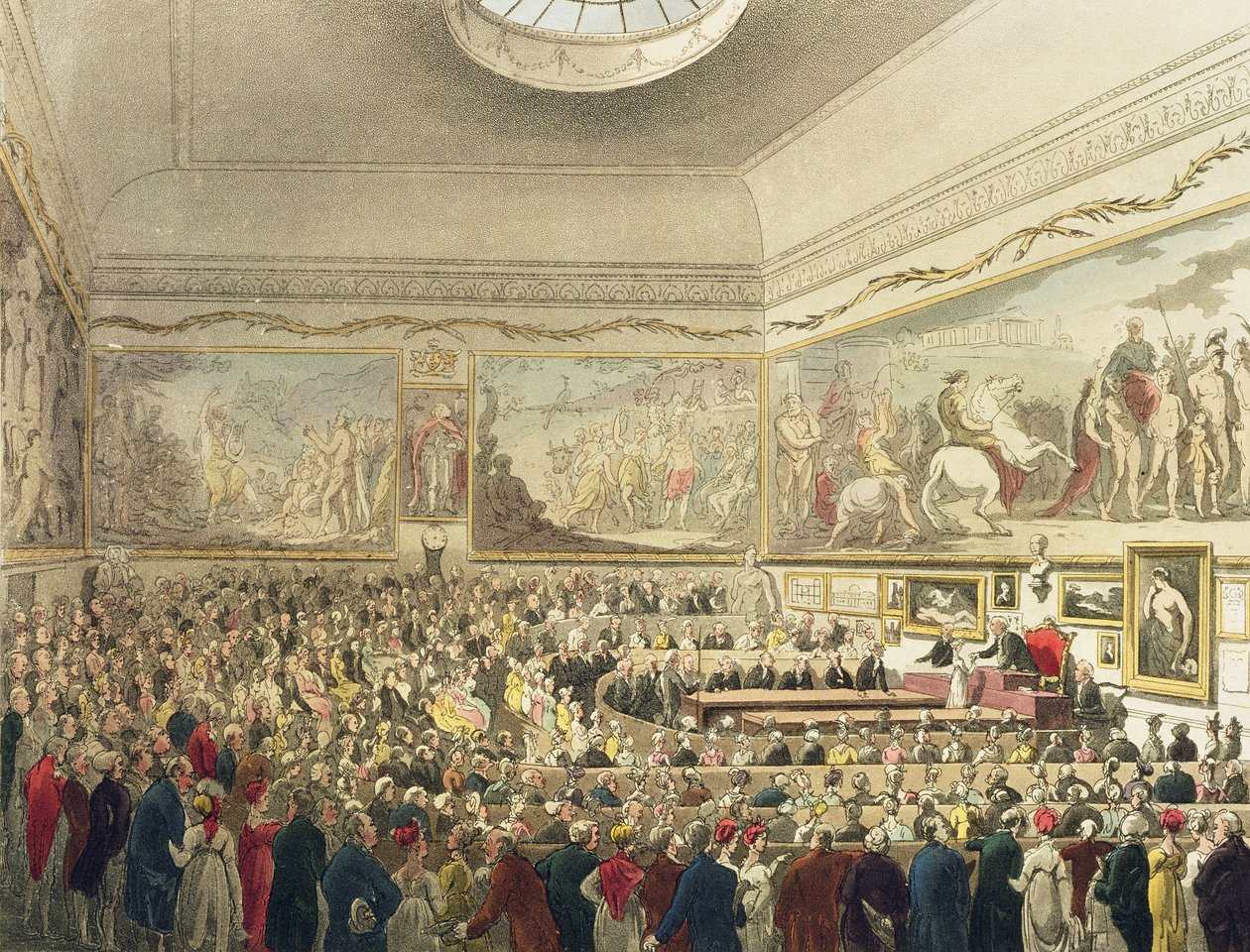 Společnost pro podporu umění, z Ackermannova "Mikrokosmu Londýna", vyryl John Bluck (fl.1791-1831), 1809 (akvatinta) od Pugin and Rowlandson