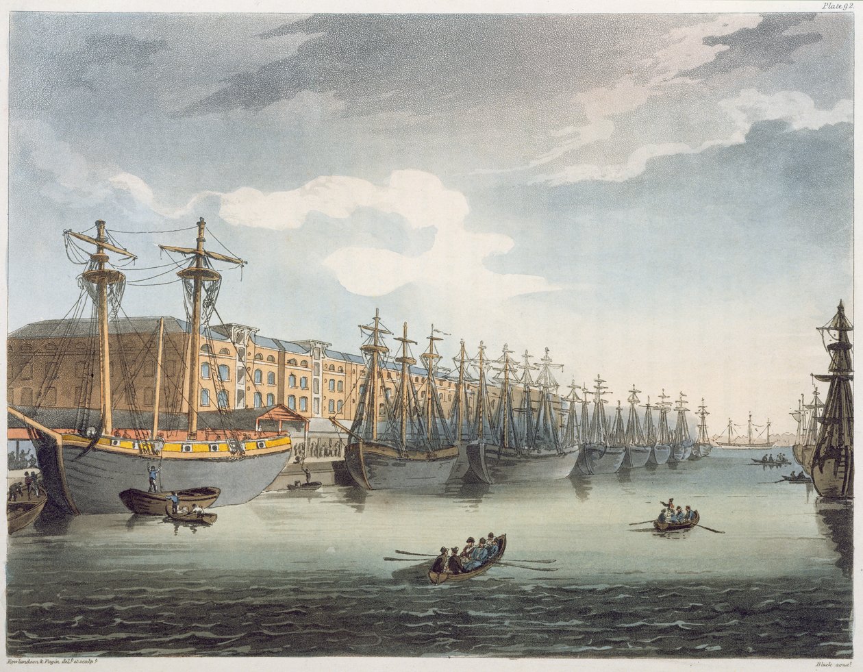 Západoindické doky, 1809 od Pugin and Rowlandson