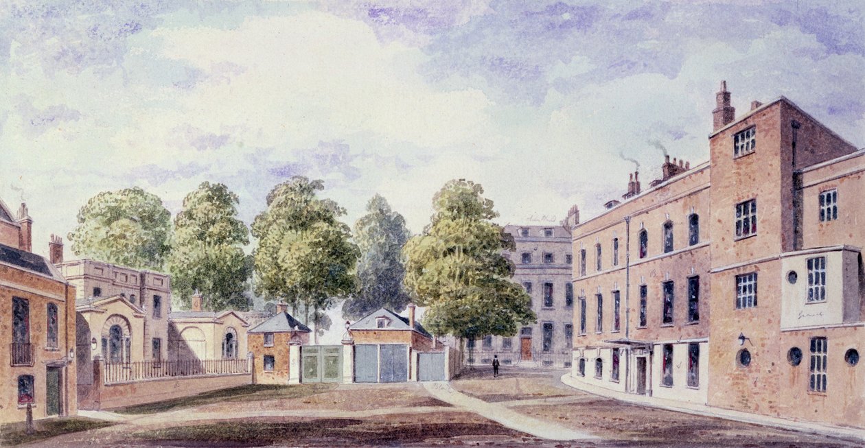 Pohled na Whitehall Yard, 1828 od T. Chawner