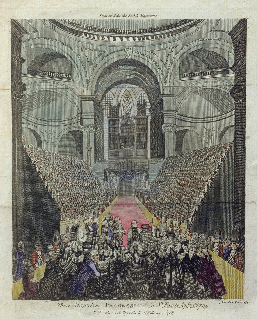 Interiér katedrály sv. Pavla během bohoslužby díkůvzdání za uzdravení krále Jiřího III. (1738-1820) 23. dubna 1789 od T. Prattent