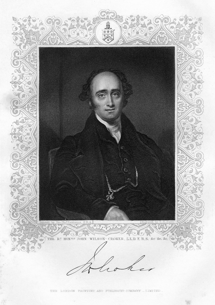 John Wilson Croker 1780-1857, irský státník a spisovatel, 19. století. od TH Parry