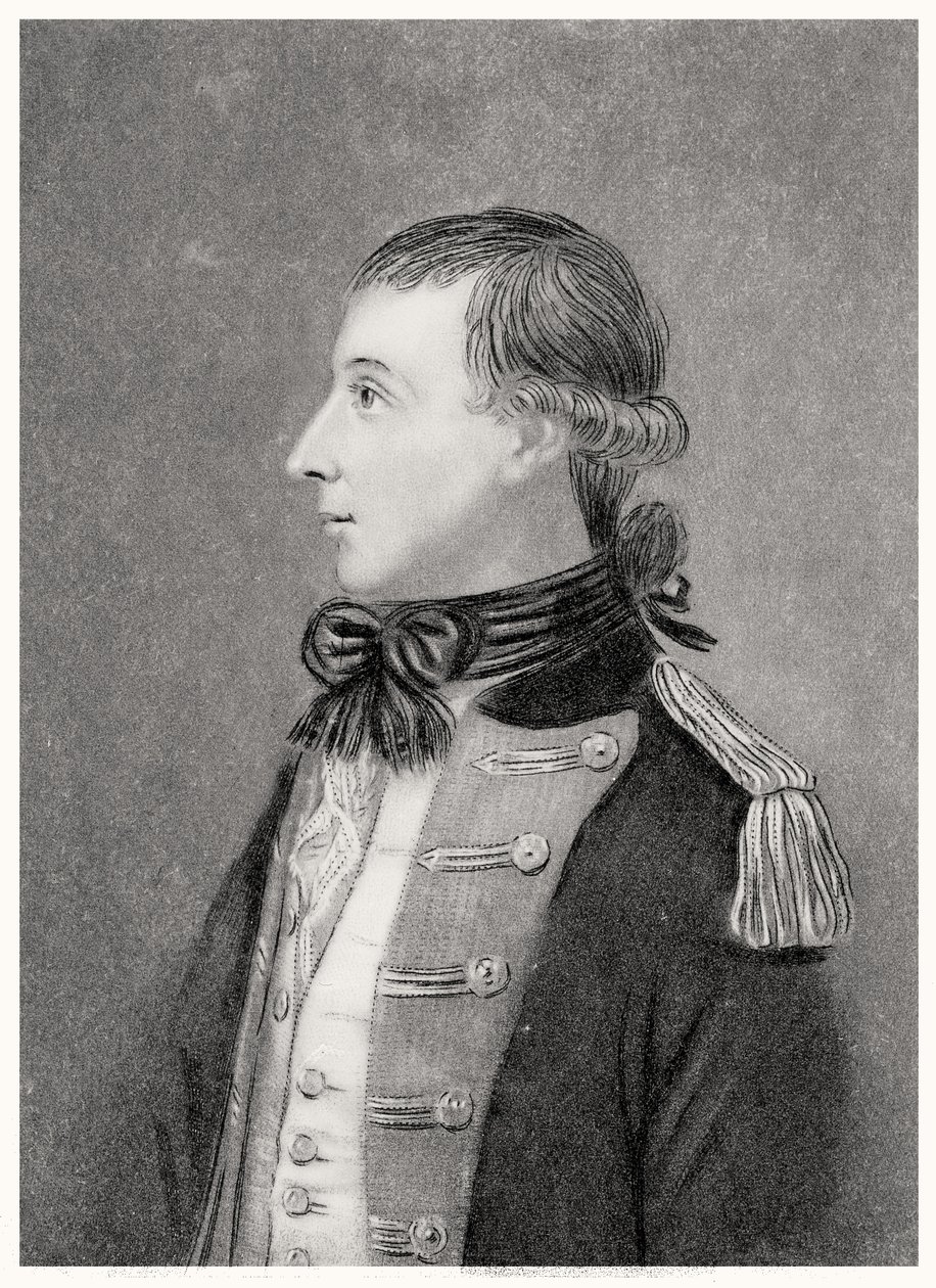 Theobald Wolfe Tone (1763-98), z původního portrétu, který ho představuje v jeho dobrovolnické uniformě od T.W. Huffam