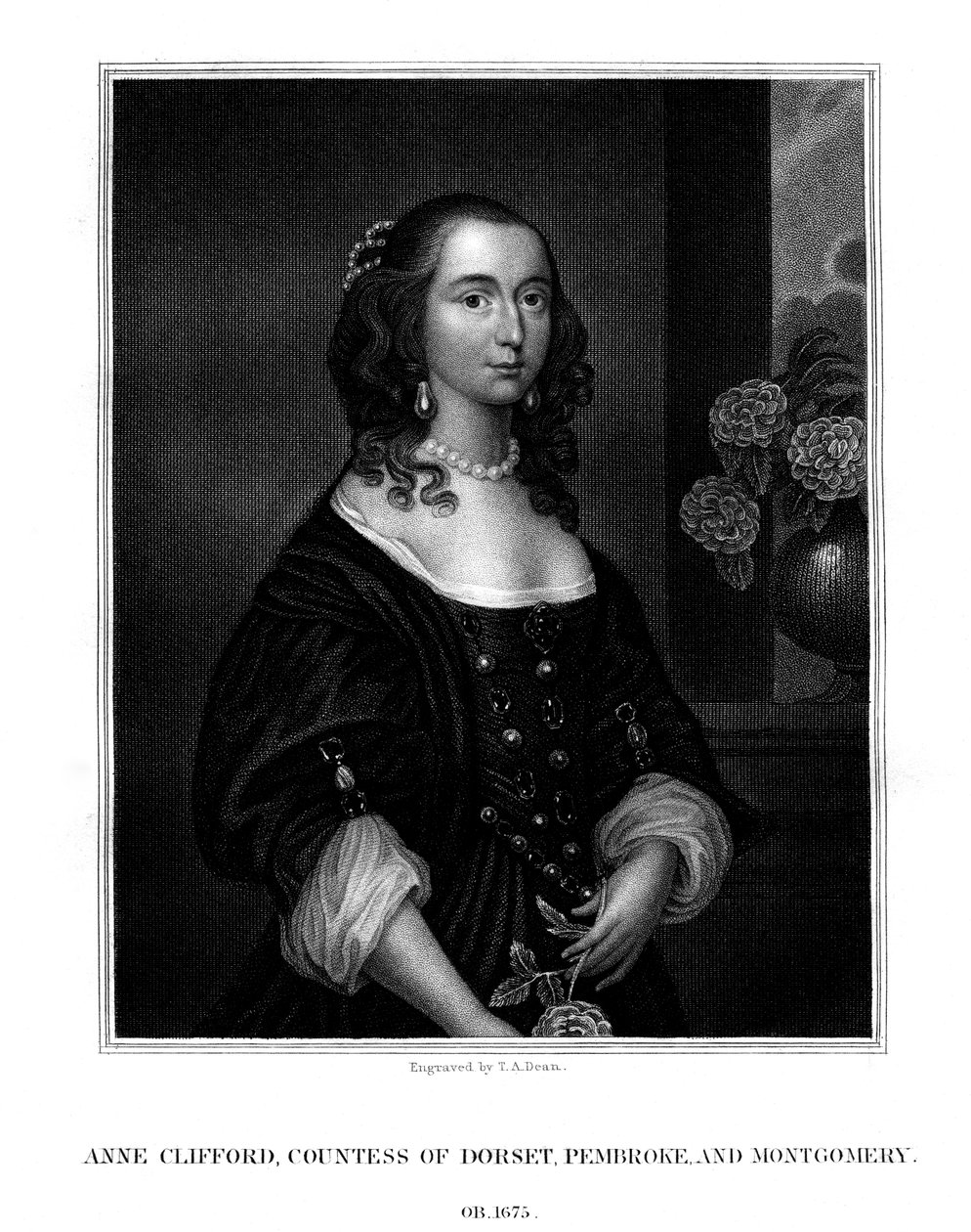 Lady Anne Clifford, hraběnka z Dorset, Pembroke a Montgomery, 1825. od T. A. Dean