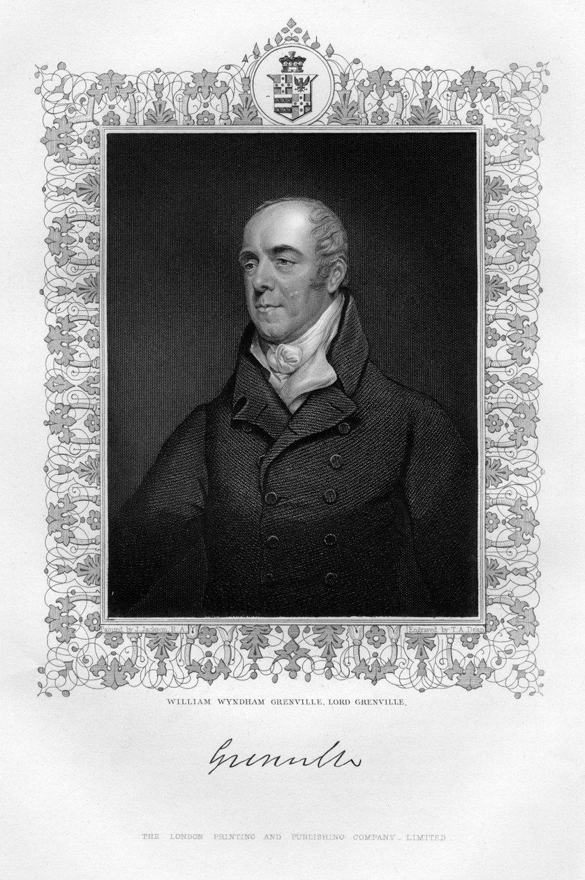 William Wyndham Grenville 1759-1834, 1. baron Grenville, anglický politik, 19. století. od T. A. Dean