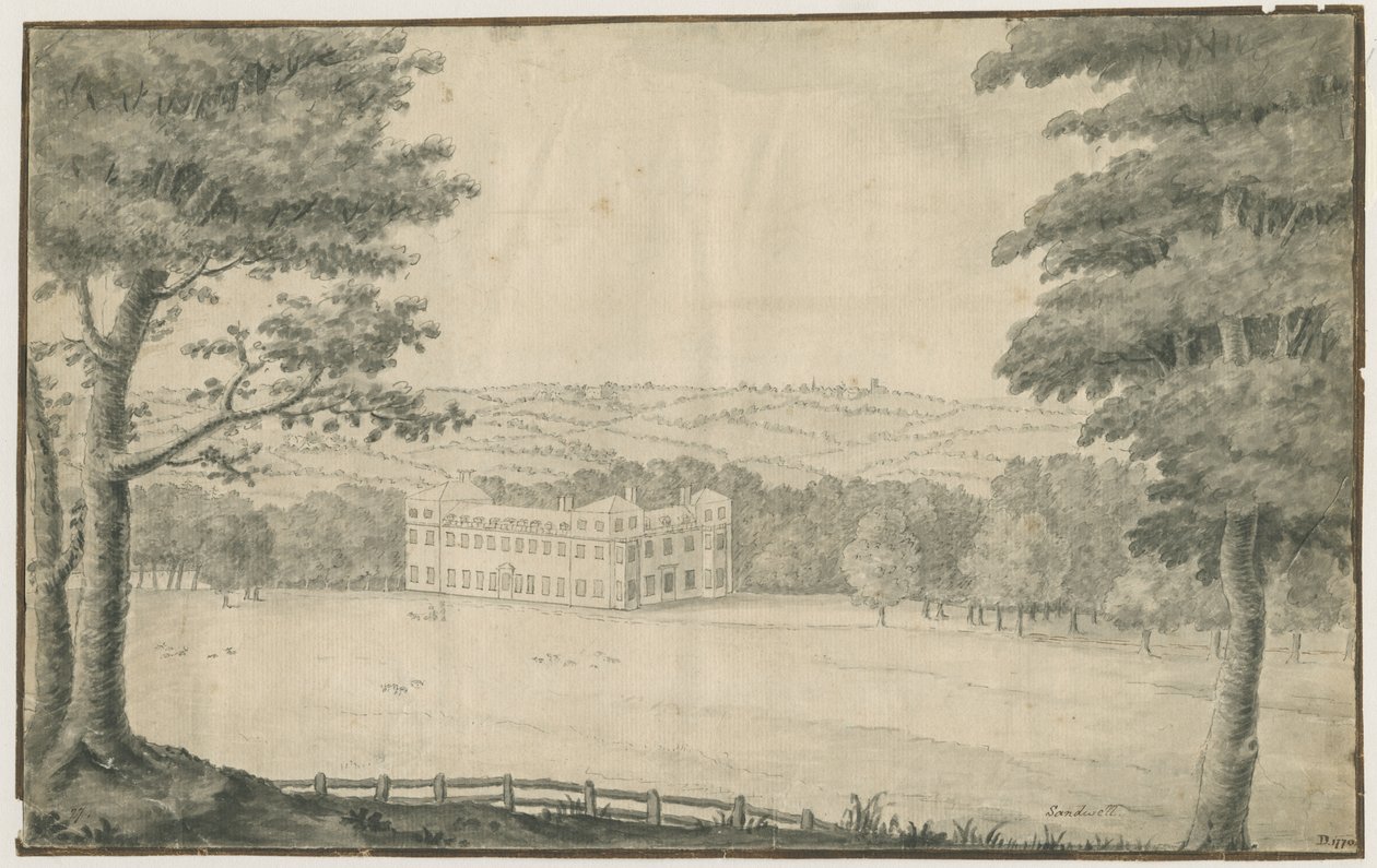 Sandwell Park - Hall: kresba tuší a lavírováním, 1770 od T Carter
