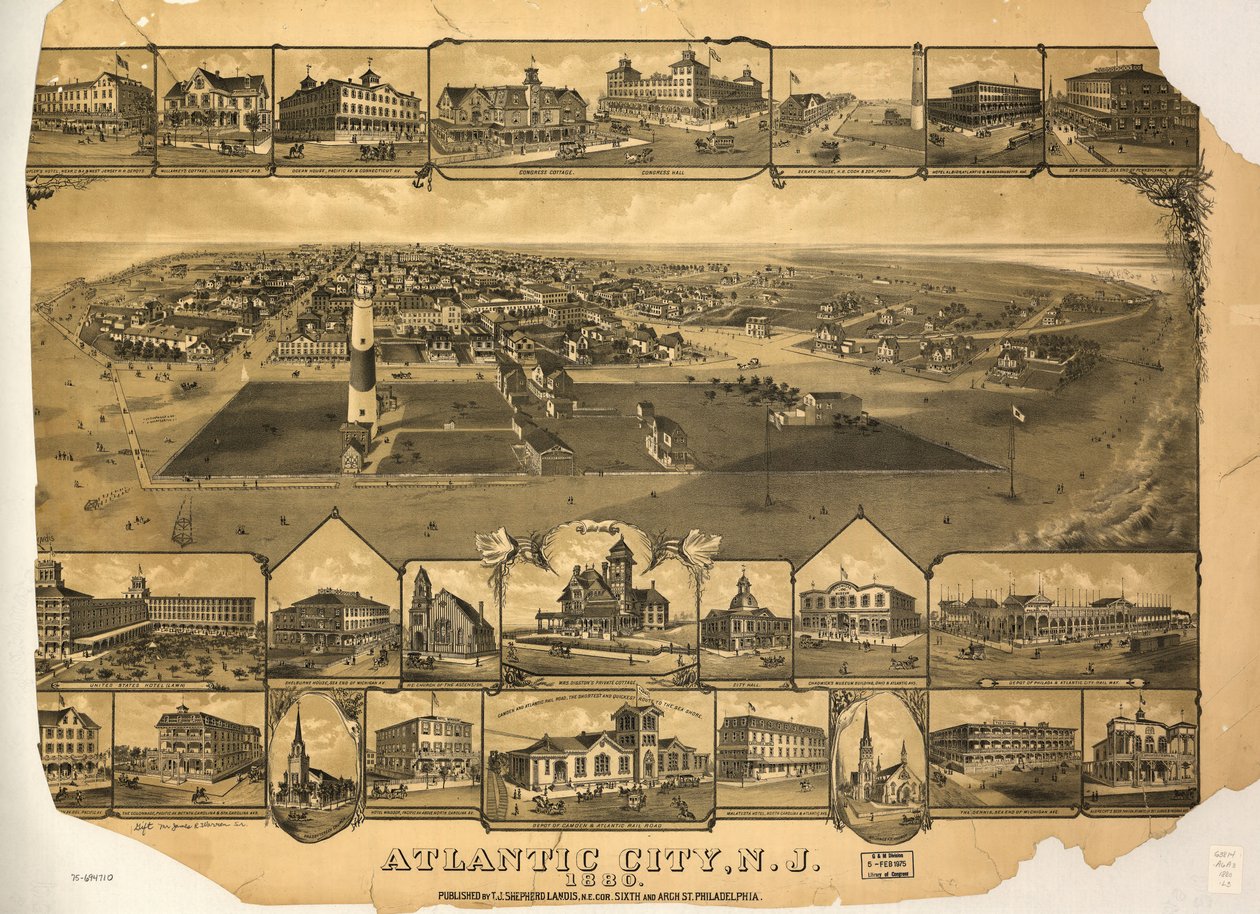 Atlantic City, N.J. 1880. LOC 75694710 od T. J. Shepherd Landis