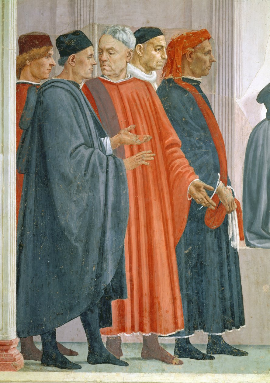 Vzkříšení syna Theophila, krále Antiochie, detail hodnostářů na dvoře krále Antiochie, freska kolem roku 1480 viz také 63302 od Tommaso Masaccio