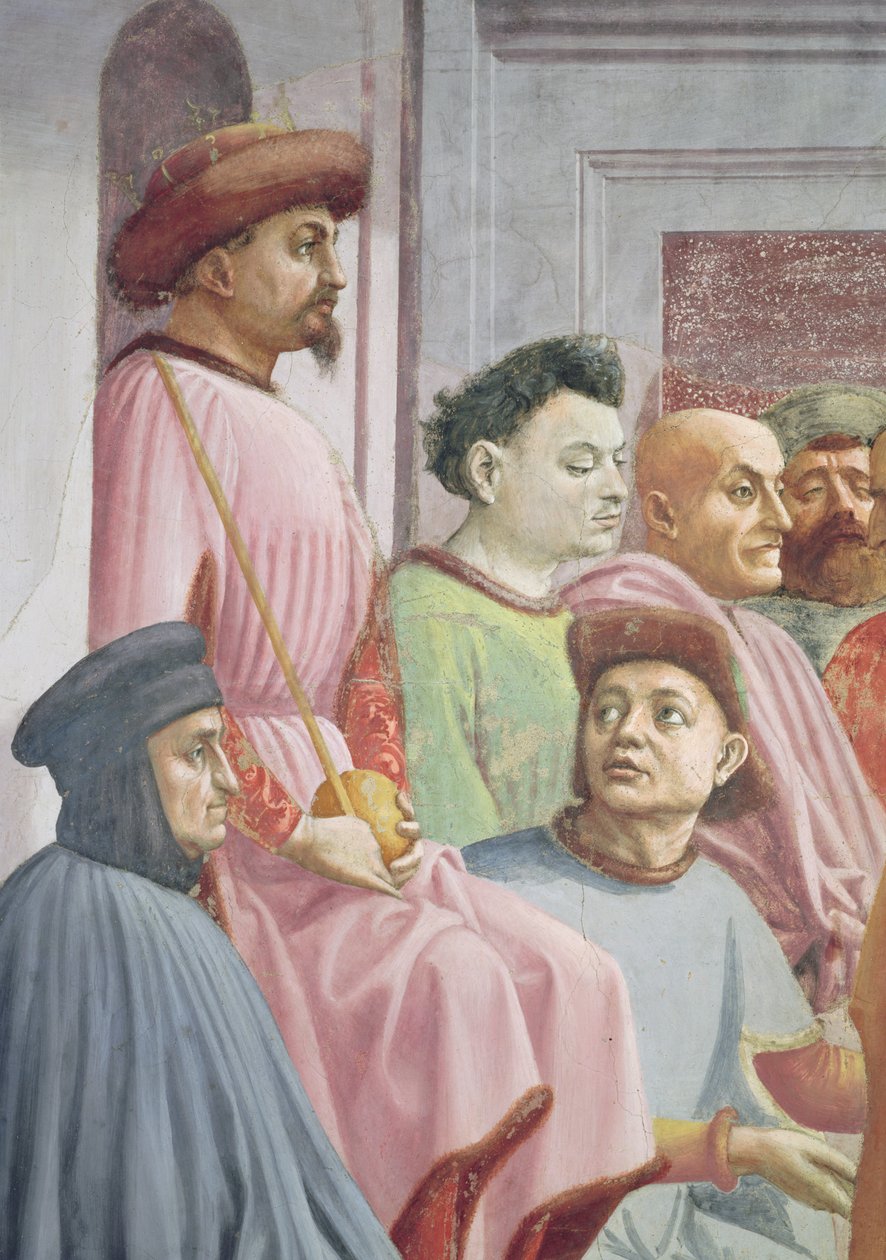 Vzkříšení syna Theophila, krále Antiochie, detail krále Antiochie, freska kolem roku 1427 viz také 63302 od Tommaso Masaccio