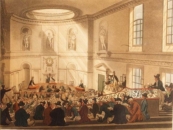 India House, prodejní místnost, hospoda. od Ackermanna od T. and Pugin A.C. Rowlandson