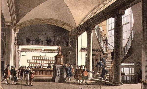 Sál aukčního trhu od T. and Pugin A.C. Rowlandson